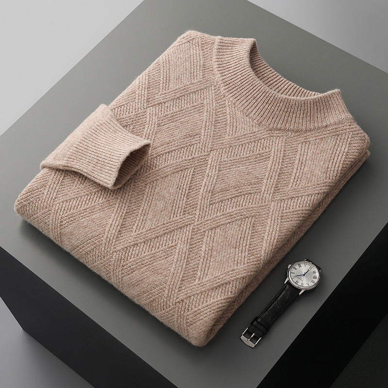 Buycenter Men's Woolen Sweater - Half Turtleneck, Casual Pullover, Winter Wear
