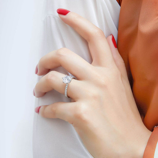 Buy Center Women's S925 Sterling Silver Ring - Zircon Inlaid Style - Buy Center