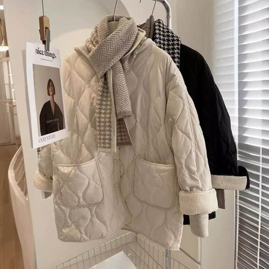 Women's Winter Cotton-Padded Baggy Coat - Trendy Diamond Lattice Design - Buy Center