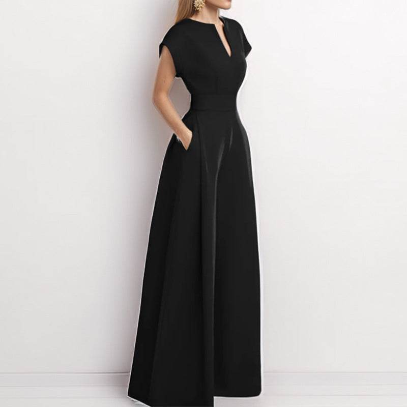 Women's Elegant V-Neck Wide-Leg Jumpsuit - Stylish & Comfortable Fit 2025 - Buy Center