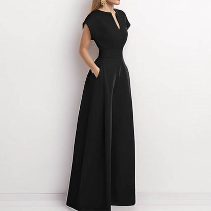 Women's Elegant V-Neck Wide-Leg Jumpsuit - Stylish & Comfortable Fit 2025 - Buy Center