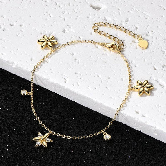 Sterling Silver Moissanite Flower Bracelet - Elegant Gift for Women - Buy Center