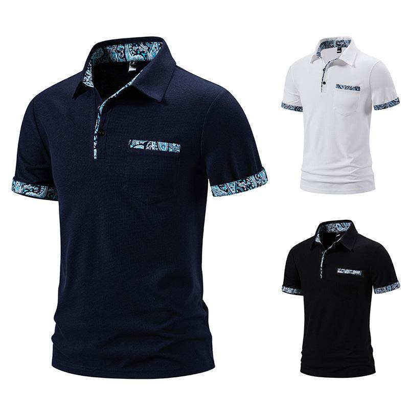 Men's Paisley Color Lapel Short-Sleeve T-Shirt - Stylish Casual Fit 2025 - Buy Center