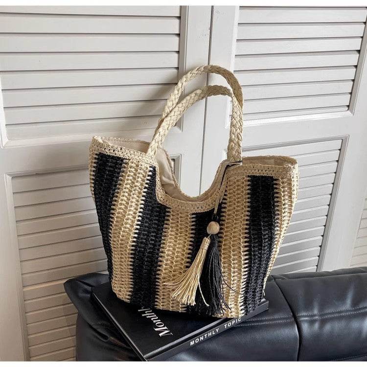 Vacation Beach Women's Shoulder Bag - Chic Totes in Beige & Black - Buy Center
