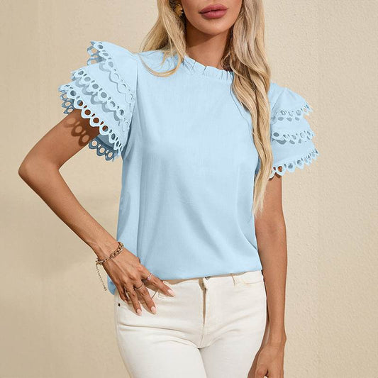 Buycenter Women's Three-Quarter Sleeve Blazer - Ruffled Lace Styles - Buy Center
