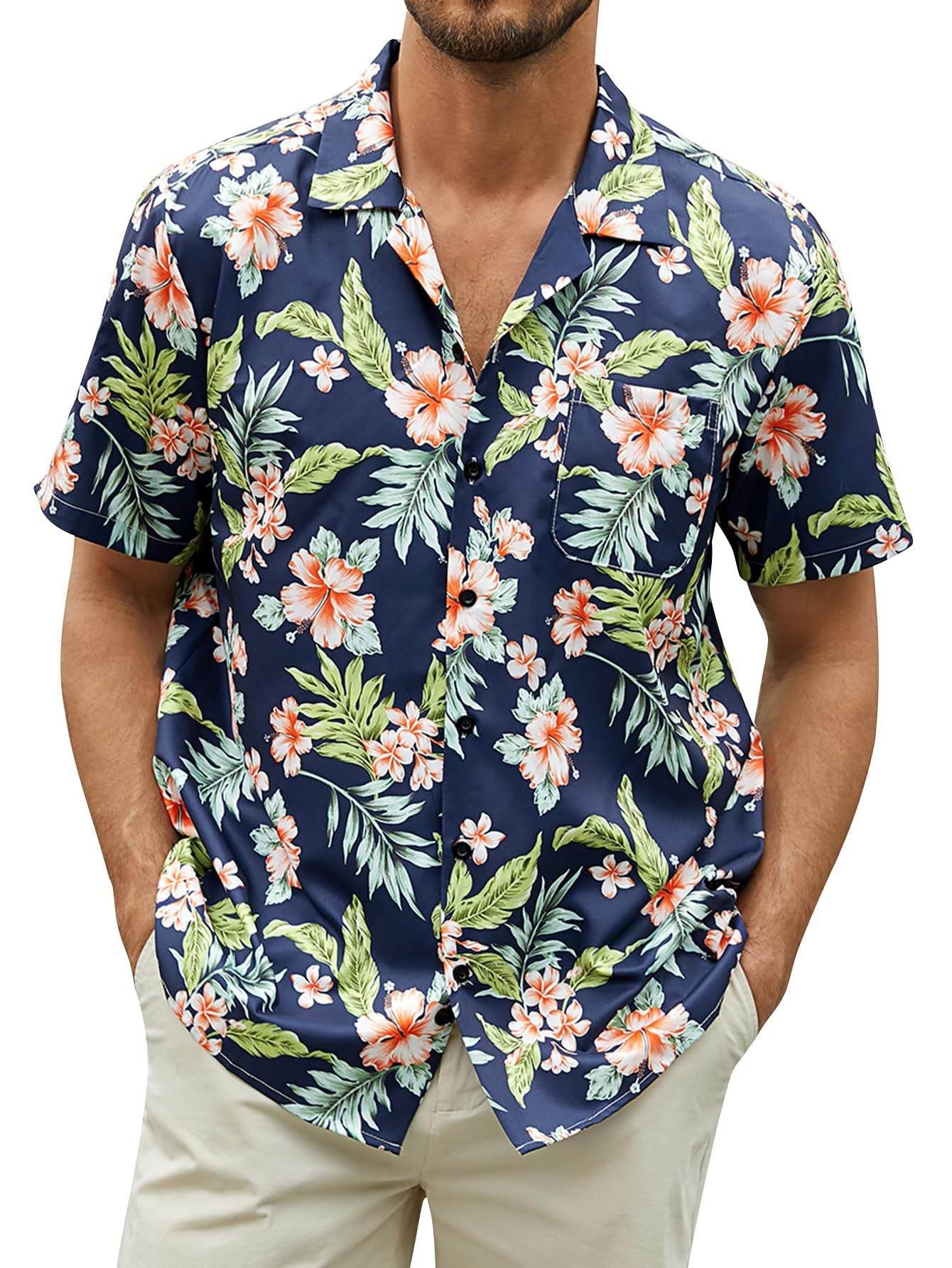 Vibrant Floral Men's Hawaiian Shirt - Personalized 3D Printed Style - Buy Center