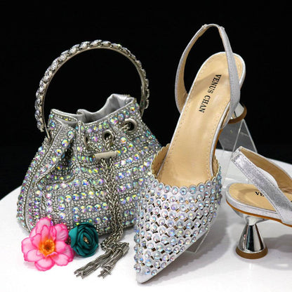 Colorful Stone Handbag & Pumps Set - Elegant Pointed Toe, Modern Style 2025 - Buy Center