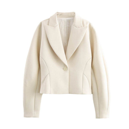 Buycenter Women's Silk Satin Suit Jacket - Stylish One-Button Blazer - Buy Center