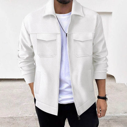 Buycenter Men's Casual Zipper Jacket - Stylish Khaki, Black, Gray, White - Buy Center