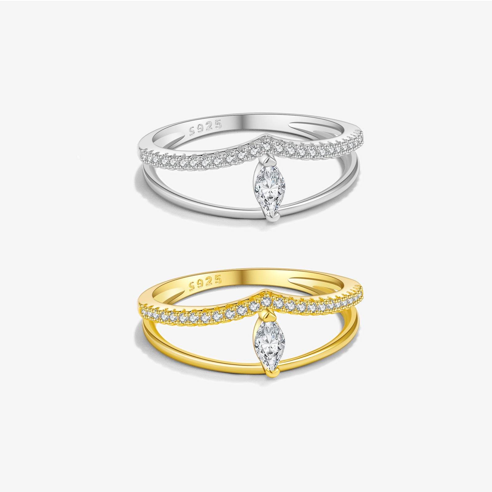 Buy Center Trendy Zircon Twin Ring - Affordable Luxury for Women - Buy Center