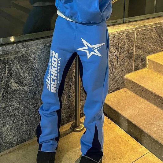Trendy Men's Casual Straight Trousers - American Letter Print Styles - Buy Center