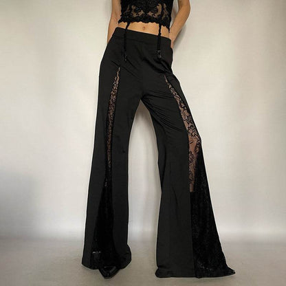 Lace Personality Wide Leg Trousers - Sexy Low Waist Pants for Women - Buy Center