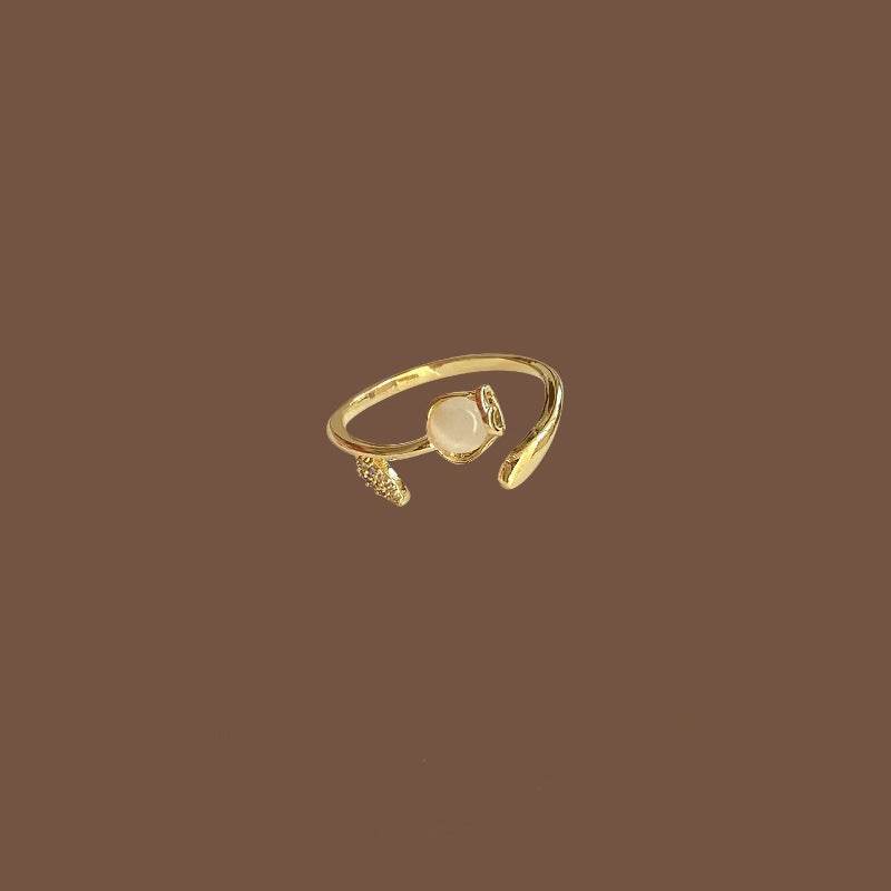 Light Luxury Tulip Ring - Elegant Copper Plated Design for Women - Buy Center