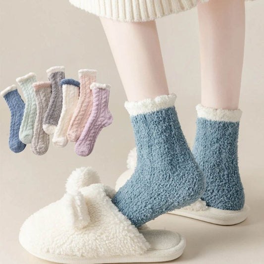 Cozy Thickened Thermal Coral Fleece Women's Socks - Stylish Mid-Tube Design - Buy Center