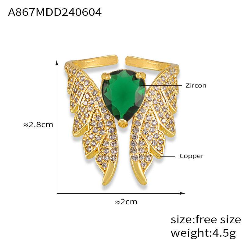 Buycenter Elegant Copper Inlaid Zircon Ring - French Retro Geometry Style - Buy Center