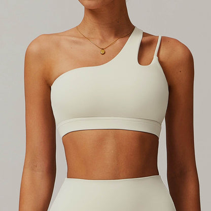 Buycenter One-Shoulder Yoga Bra - Irregular Strap, Lightweight Comfort - Buy Center