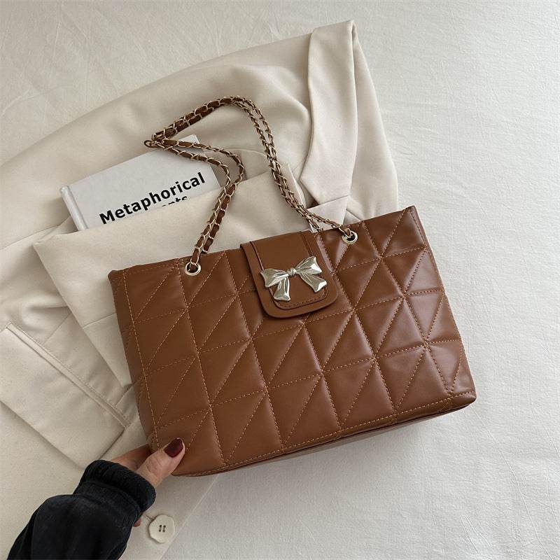 Large Capacity Soft Rhombus Chain Tote Bag - Stylish & Functional 2025 - Buy Center