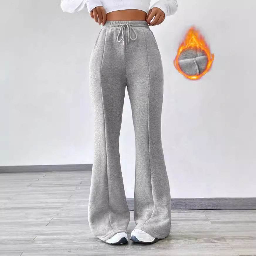Buycenter Women's Flared Casual Pants - Comfortable Stretch Fleece Style - Buy Center