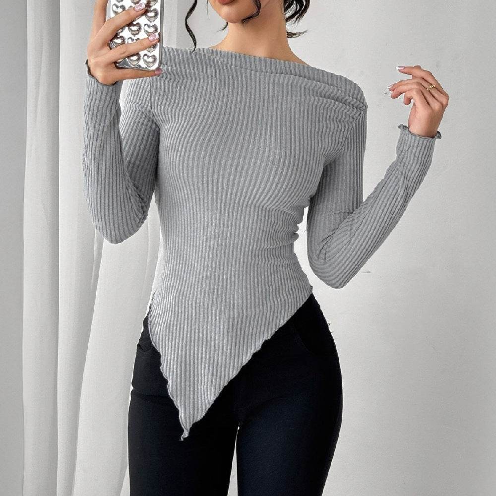 Buycenter Women's Elegant Knit Casual Top - Solid Color Pullover Sweater - Buy Center