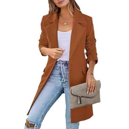 Women's Woolen Cardigan Coat - Stylish Rose Red, Green, Yellow, Black - Buy Center