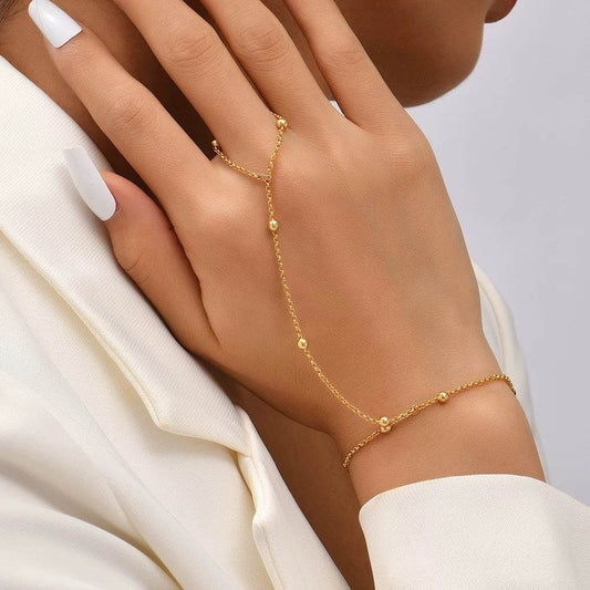 Buy Center Vintage Chain Finger Bracelet - Stylish Gold U-Shaped Design - Buy Center
