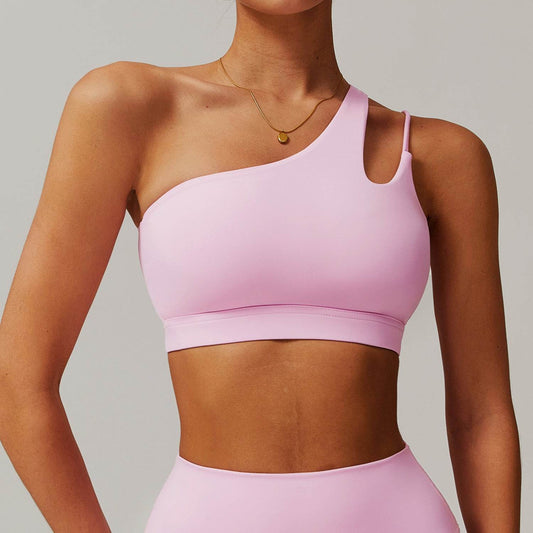 Buycenter One-Shoulder Yoga Bra - Irregular Strap, Lightweight Comfort - Buy Center