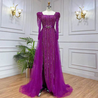 Rose Red Host Performance Evening Dress - Flattering Long Sleeve Elegance - Buy Center