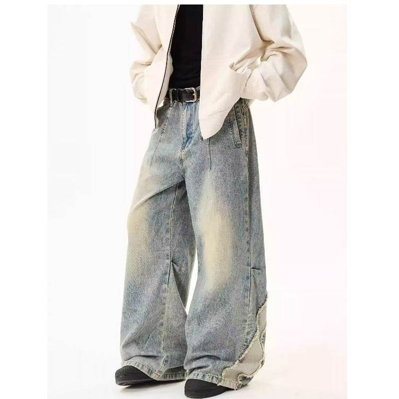 Retro Washed Distressed Wide Leg Jeans - Stylish Women's Denim 2025 - Buy Center