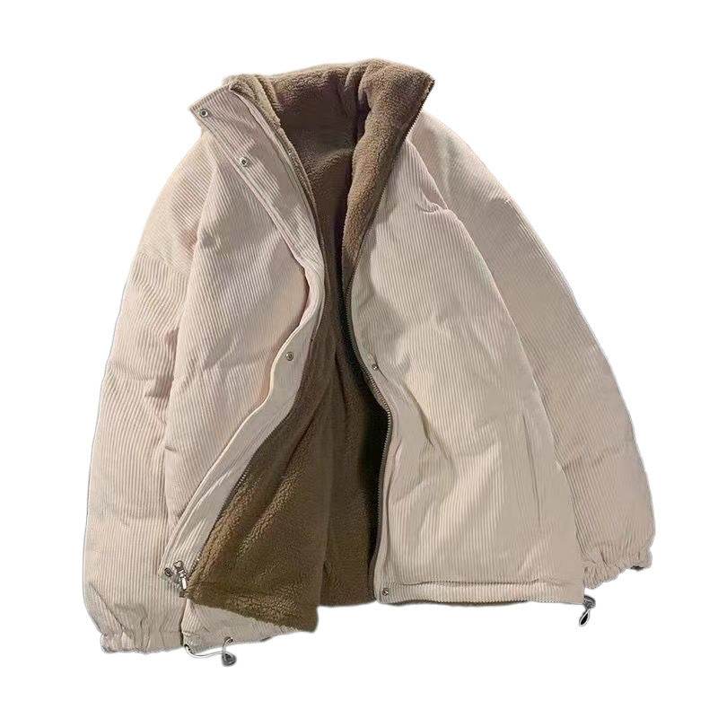 Urban Style Corduroy Jacket - Two-Sided Lambswool in Apricot & Blue - Buy Center