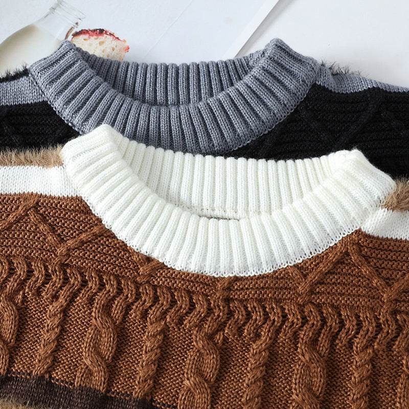 Round Neck Men's Casual Sweater - Stylish Cotton Blend, Modern British Design - Buy Center