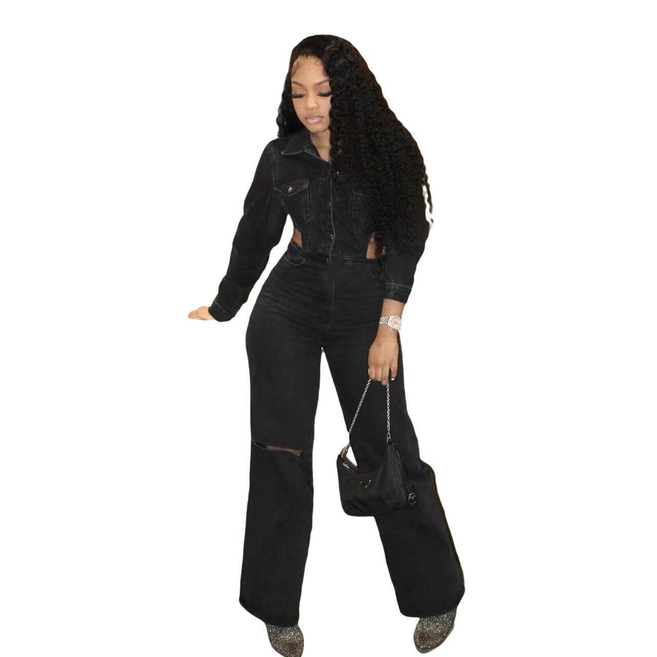 European & American Stretch Jumpsuit - Flattering Design for All Occasions - Buy Center