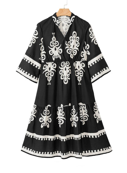 Buycenter Women's Lace-up Dress - Elegant Printed A-Line Skirt - Buy Center
