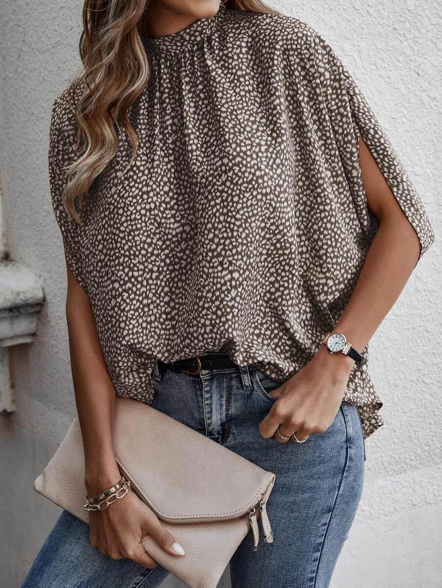 Casual Fashion Split Batwing Sleeve Top - Stylish Blouse for Women 2025 - Buy Center