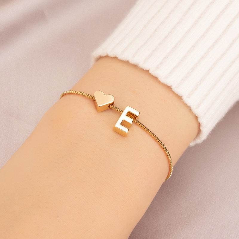 Cute Love Heart Bracelet - Personalized Couple Gift with English Letters - Buy Center