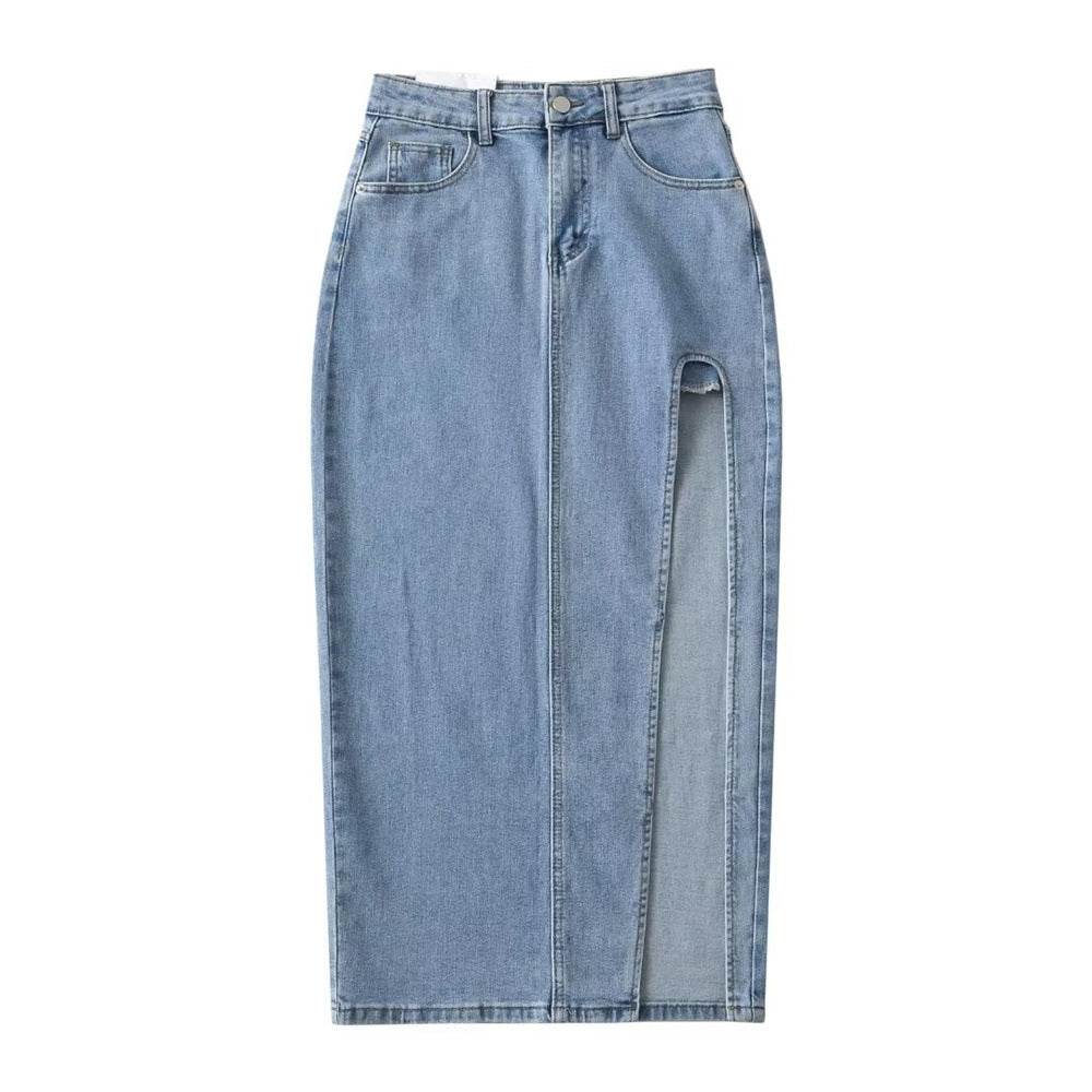 Buycenter Women's Denim Skirt - Fashion Personality, Solid Color Styles - Buy Center