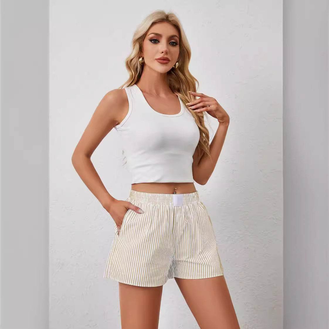 Buycenter Women’s Casual Striped Shorts - Stylish & Comfortable Fit - Buy Center