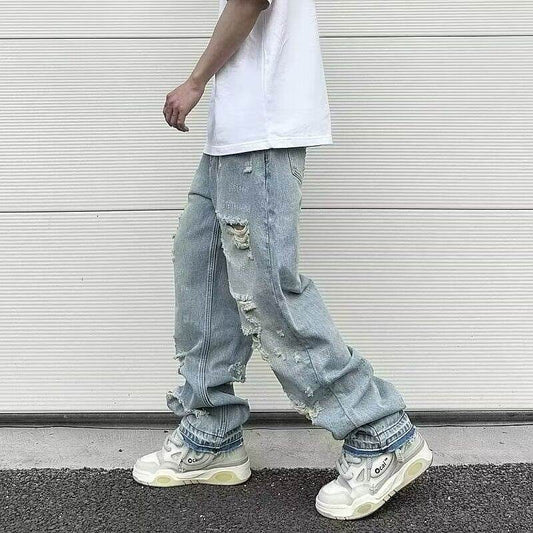 Retro Water Washed Wide Leg Jeans - Stylish Straight-Leg Denim Pants - Buy Center