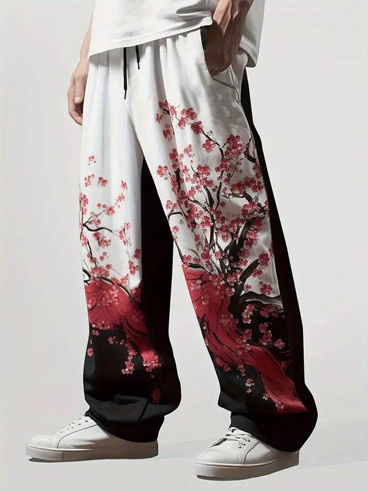 Digital Printing Casual Elastic Pants for Men - Trendy Wide Leg Style - Buy Center