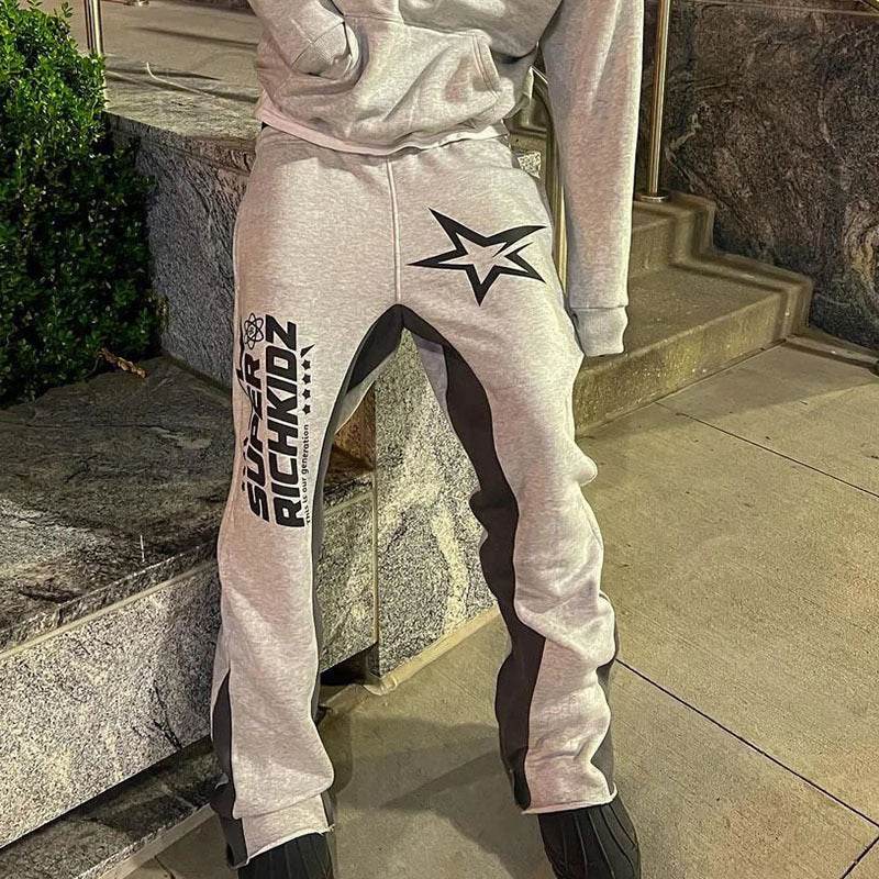 Trendy Men's Casual Straight Trousers - American Letter Print Styles - Buy Center