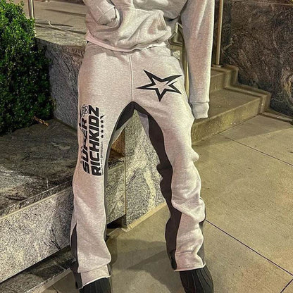 Trendy Men's Casual Straight Trousers - American Letter Print Styles - Buy Center