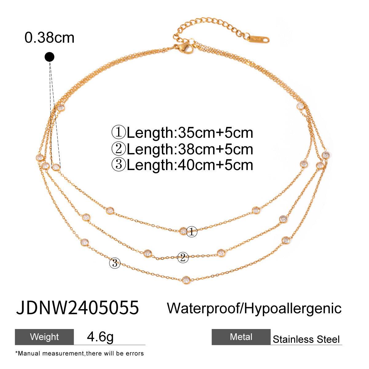 Elegant 18K Gold Three-Layer Necklace - Stylish Titanium Steel Jewelry - Buy Center