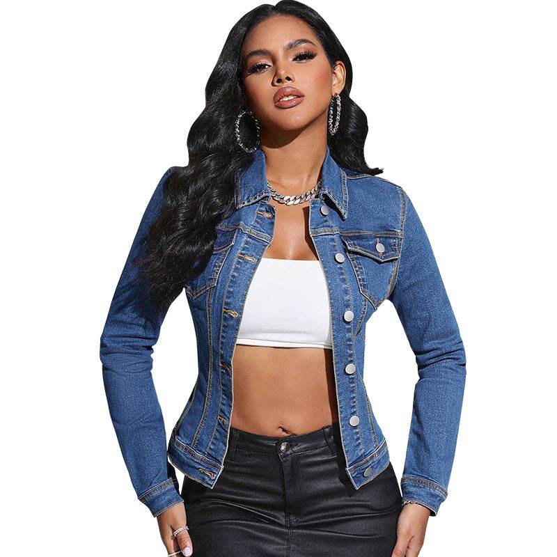 Buycenter Long Sleeve Denim Jacket - Stylish Lapel Pocket Design - Buy Center