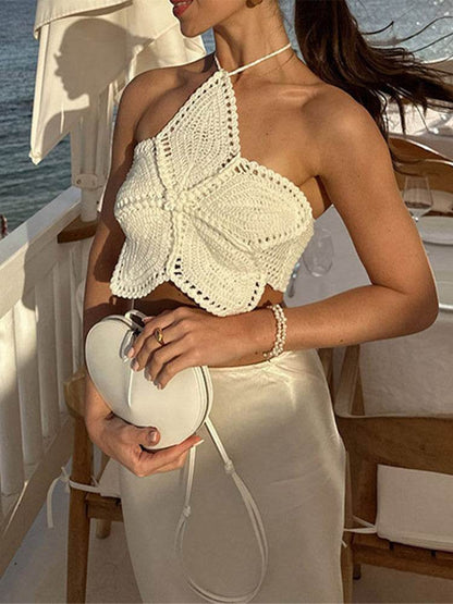 Halter Lace-Up Flower Top - Trendy and Stylish for Young Women 2025 - Buy Center
