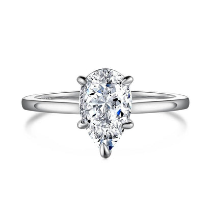 Buycenter S925 Sterling Silver Pear-Shaped Rhinestone Ring - Affordable Luxury - Buy Center