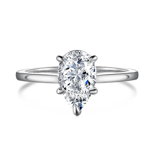 Buycenter S925 Sterling Silver Pear-Shaped Rhinestone Ring - Affordable Luxury - Buy Center
