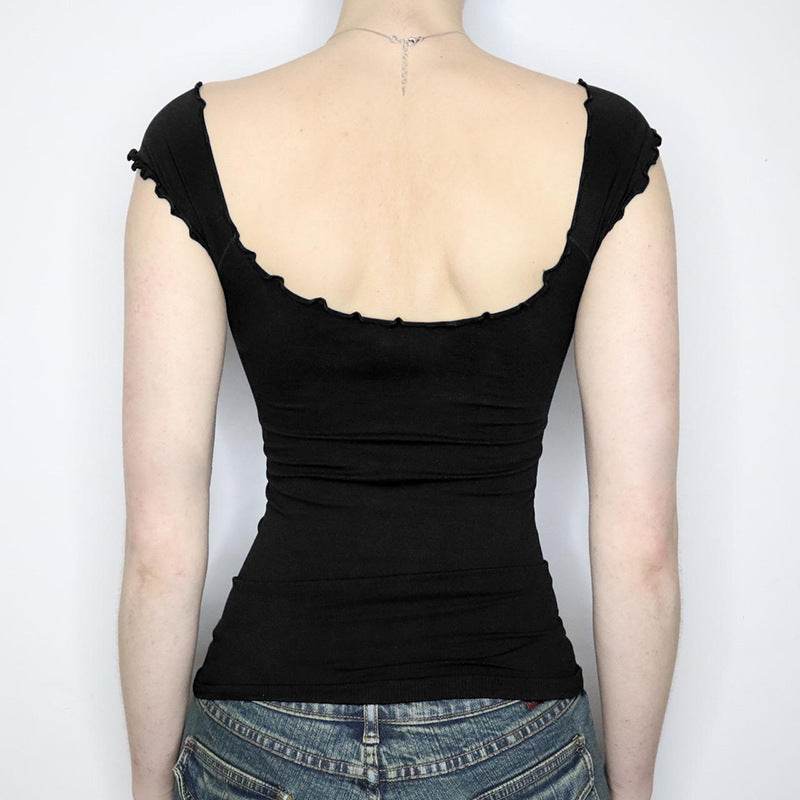 Lace Chest Slimming Top - Short Sleeve Black Pullover for Modern Style - Buy Center