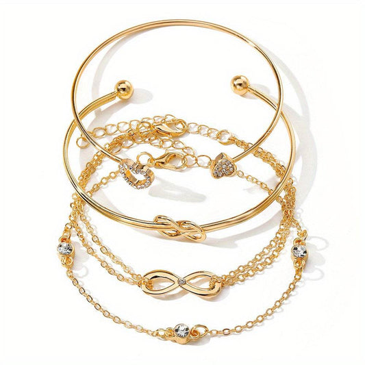 Buycenter Alloy Love Knot Bracelet Set - Heart Design for Women - Buy Center