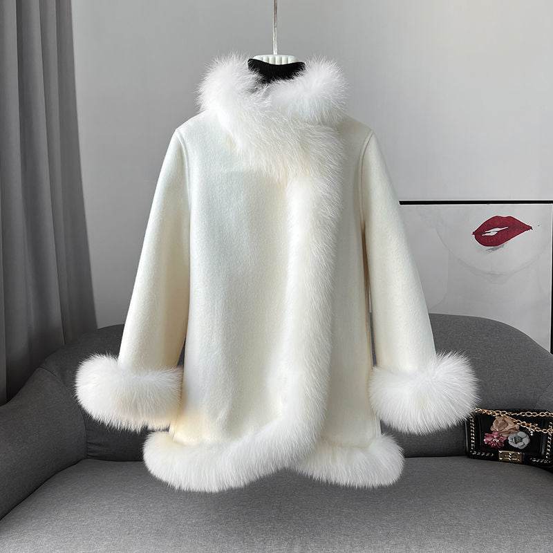 Socialite Cloak Women's Reversible Fur Jacket - Stylish Mid-Length Coat - Buy Center