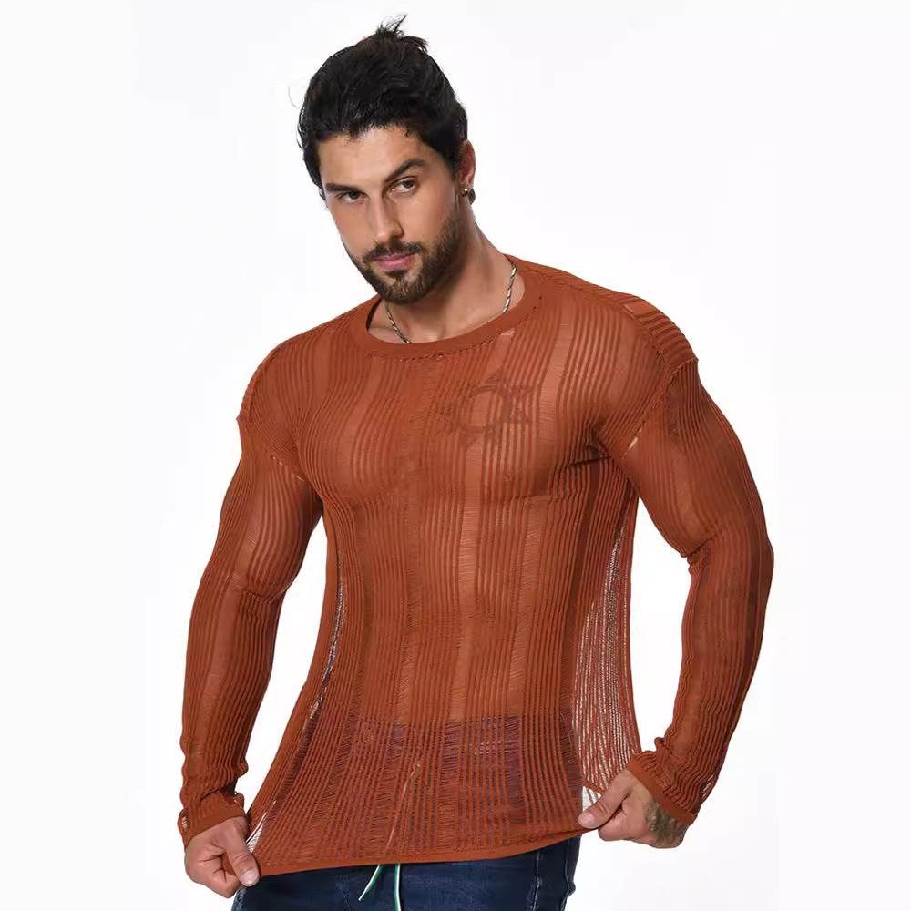 Loose Fit Long Sleeve Sweater for Men - Versatile Style in White & Brown - Buy Center
