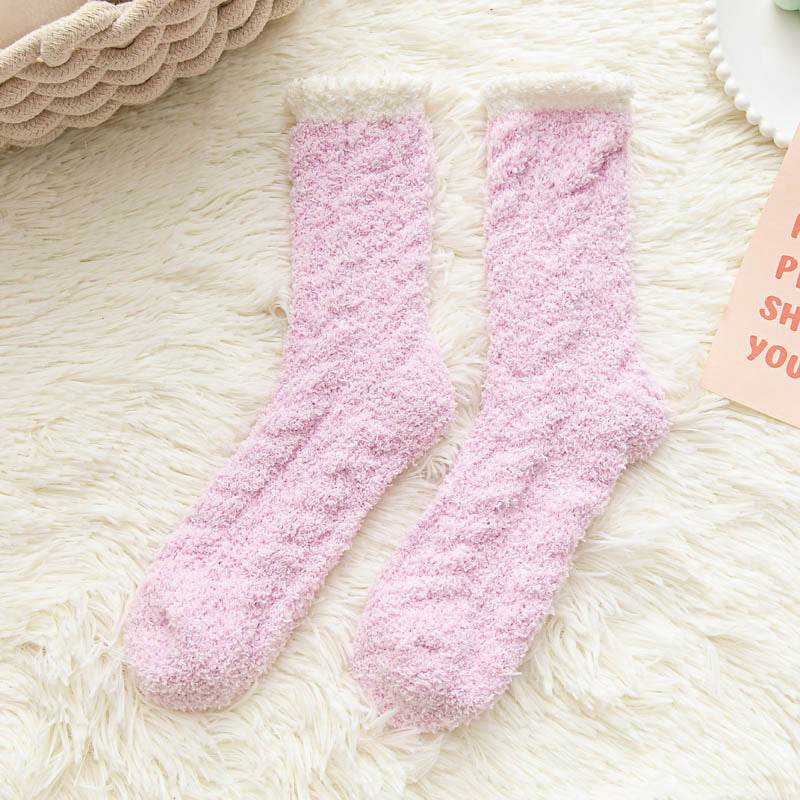 Cozy Thickened Thermal Coral Fleece Women's Socks - Stylish Mid-Tube Design - Buy Center